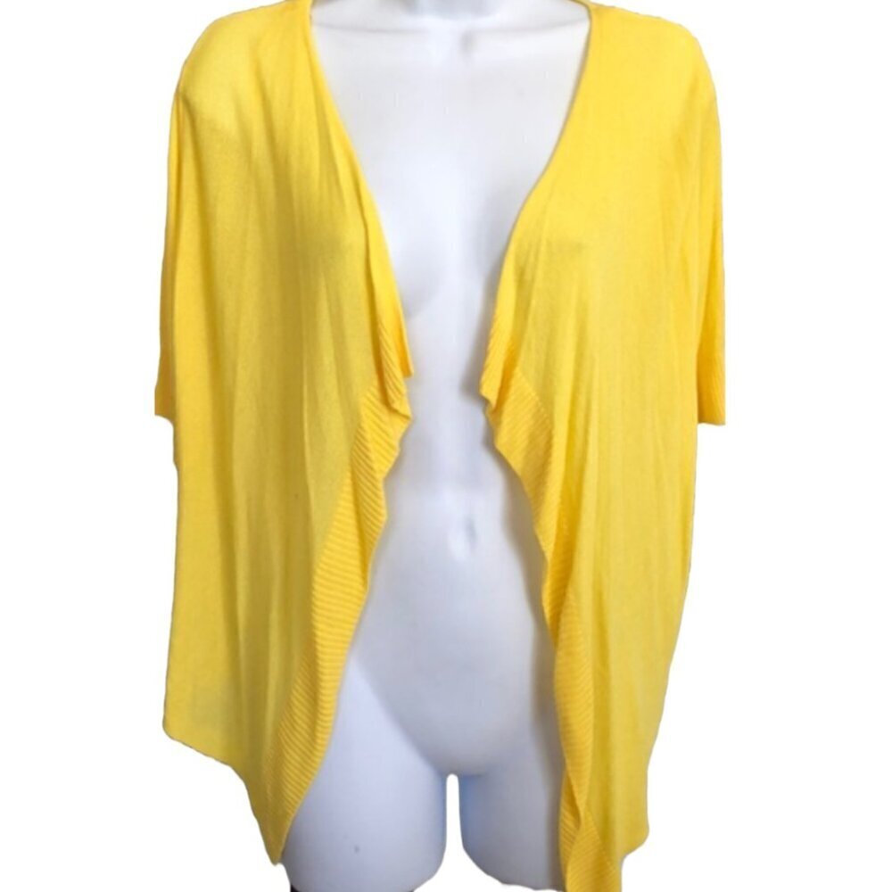 LANE BRYANT Plus Size Bright Yellow Open Drape Front Waterfall Cardigan Sweater